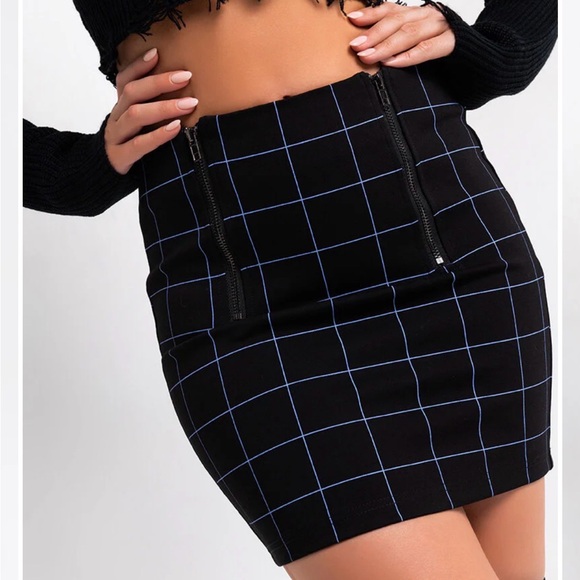 AKIRA Dresses & Skirts - Black and Blue Checkered Women's Skirt